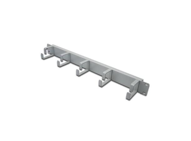 Lande 19" Kabelguide m/ringer Grå 1U m/5 horisontale kabelringer i metall 